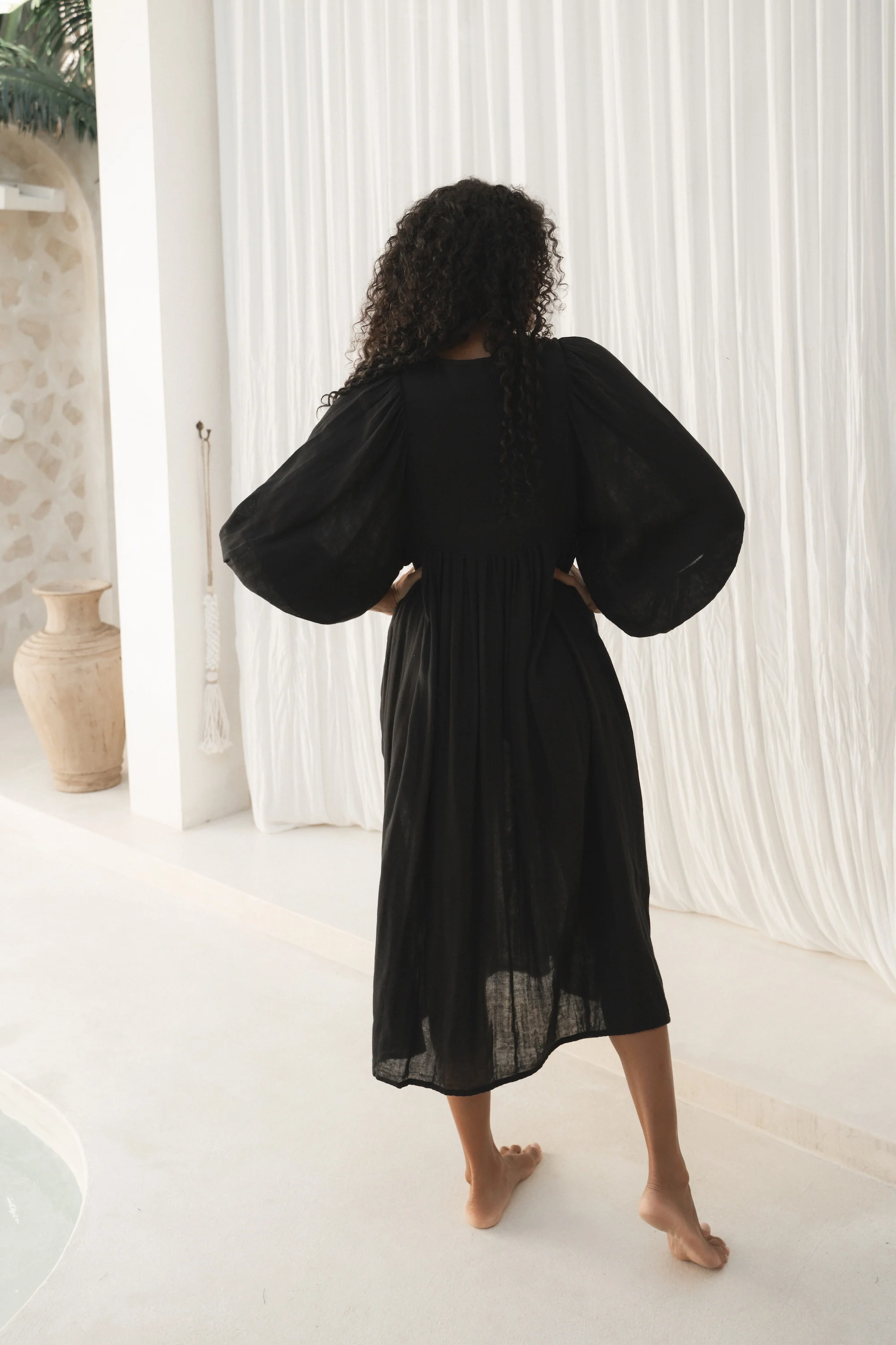 Kyra Midi Dress ~ Black Gauze - Image 7
